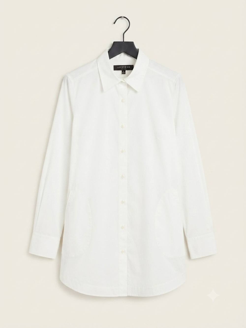 Lafayette 148 New York White Button-Down Long Shirt Tunic Size 0 EUC